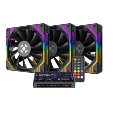 Kit Cooler Fan ARGB Fortrek Frosty Preto Com Controladora/Controle FORTREK