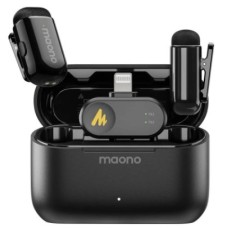 Microfone De Lapela Sem Fio Maono Wave T1 Mini WM622 Lightning Preto