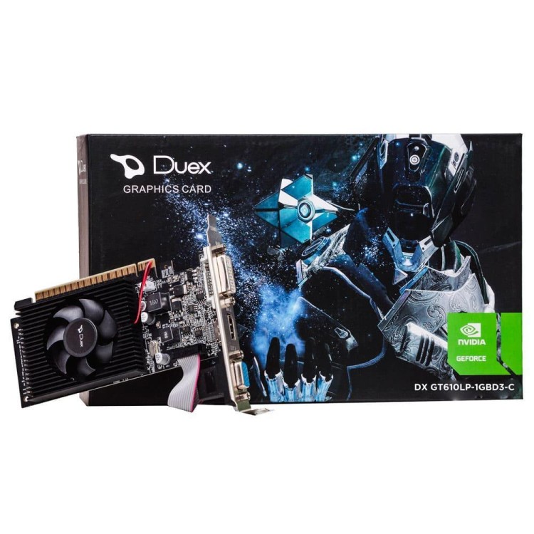 Placa de Vídeo Duex GeForce GT 610, 1GB DDR3, 64 Bits, Low Profile, HDMI/DVI/VGA