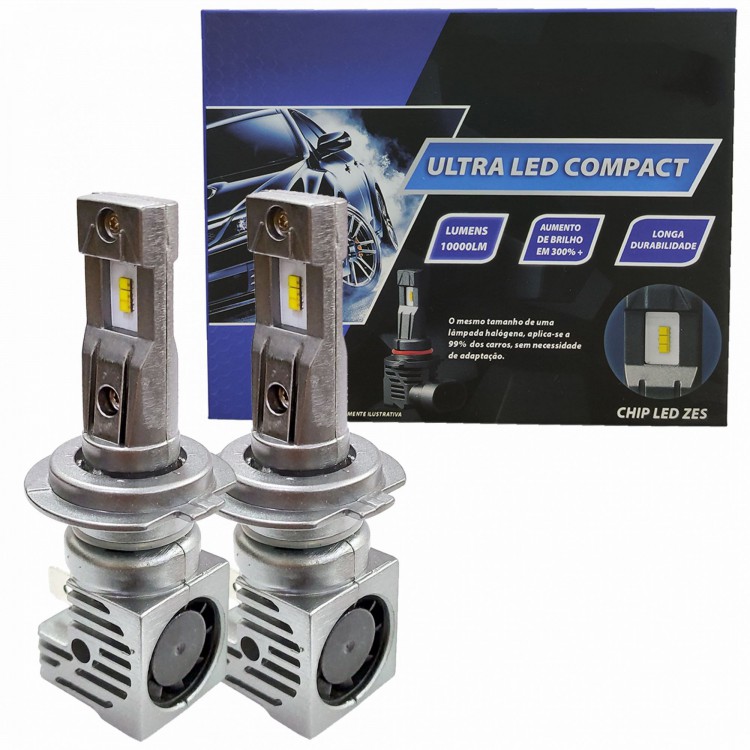 Lâmpada Farol Ultra Led Compact Chip Zes Tiger Auto 6000k H1
