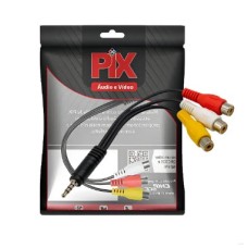 Cabo Adaptador P3 Estéreo 3 Rca Fêmea  PIX