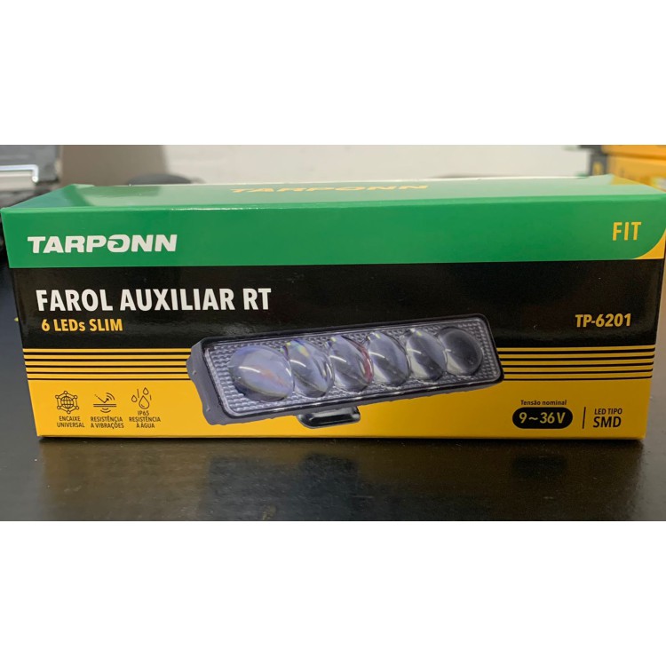 Farol Auxiliar Retangular 6 Leds Slim TP-6201 Tarponn