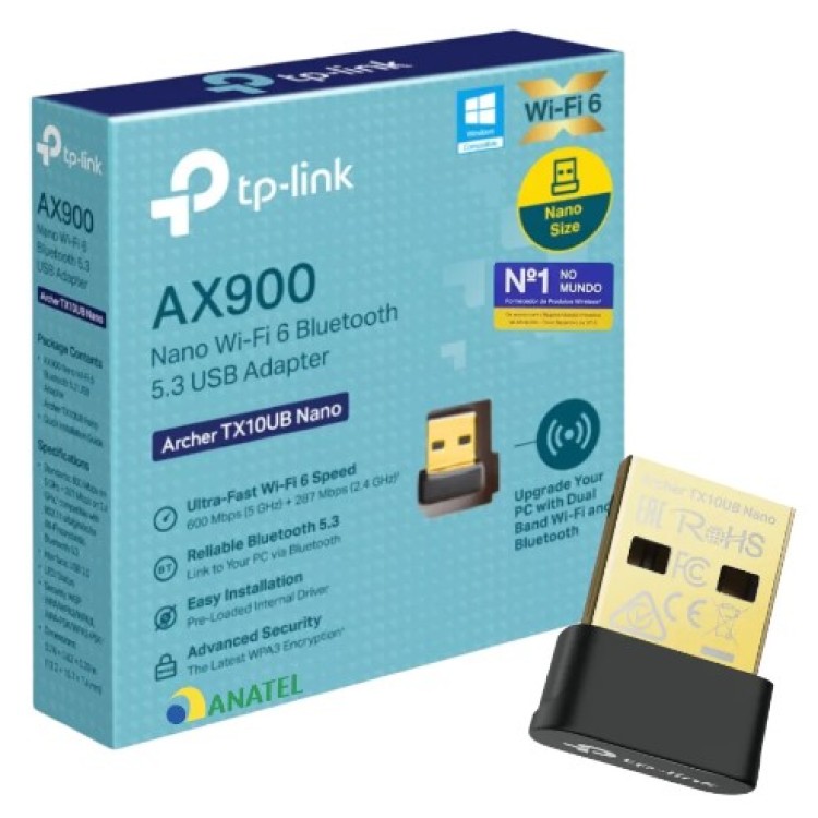 Adaptador Usb Wi-fi 6 Bluetooth Tp-link Ac Tx10ub Nano Ax900