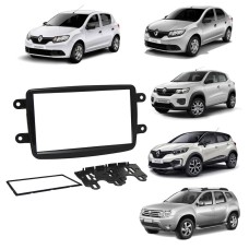 Moldura 2 DIN Renault Kwid/ Captur/ Duster/ Sandero/ Logan Black Piano 2380