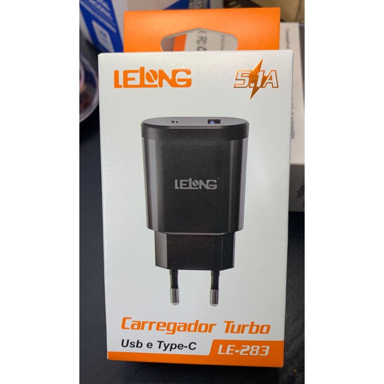 Carregador de Celular Lelong Fonte USB-C/USB 5.1A LE-283