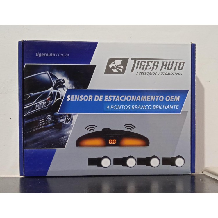 Sensor de Estacionamento OEM 4 Pontos Branco Brilhante Tiger Auto TG1309.003
