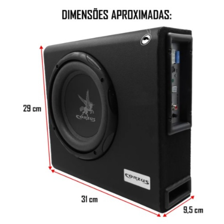 Caixa Corzus Cxms 200 Amplificada Auto Mini Slim 8 Pol 200w