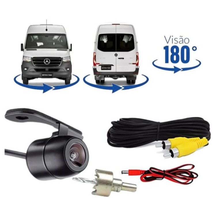 Câmera De Ré E-tech Estacionamento 2 Em 1 Universal 180 Graus