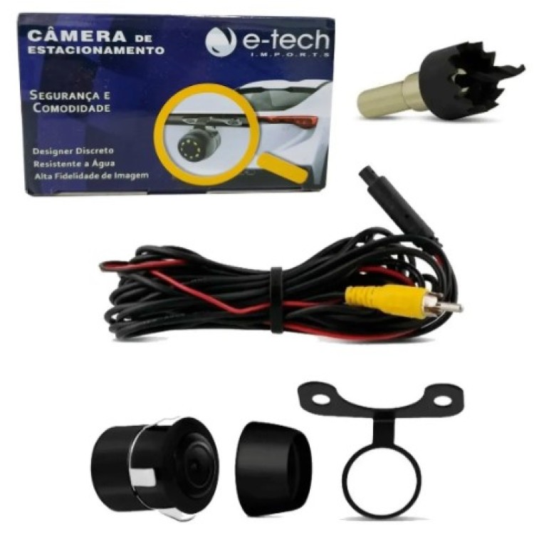 Câmera De Ré E-tech Borboleta Colorida 2 Em 1 Universal Preto