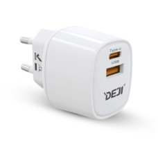 Carregador de Parede DEJI 20W com 2 Portas (USB-C + USB-A)