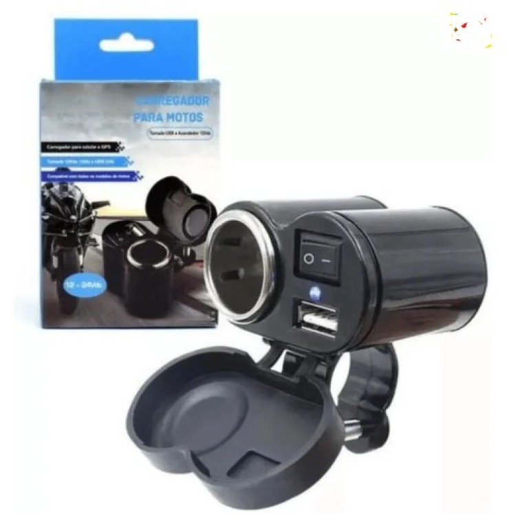 Carregador Para Moto Universal UBS e Acendedor - Altomex Al-28ch