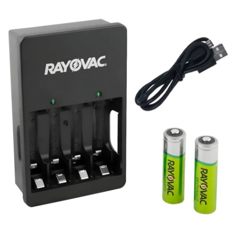 Carregador De Pilhas AA/AAA Usb Sm-4 Rayovac C/ 2 Pilhas AA