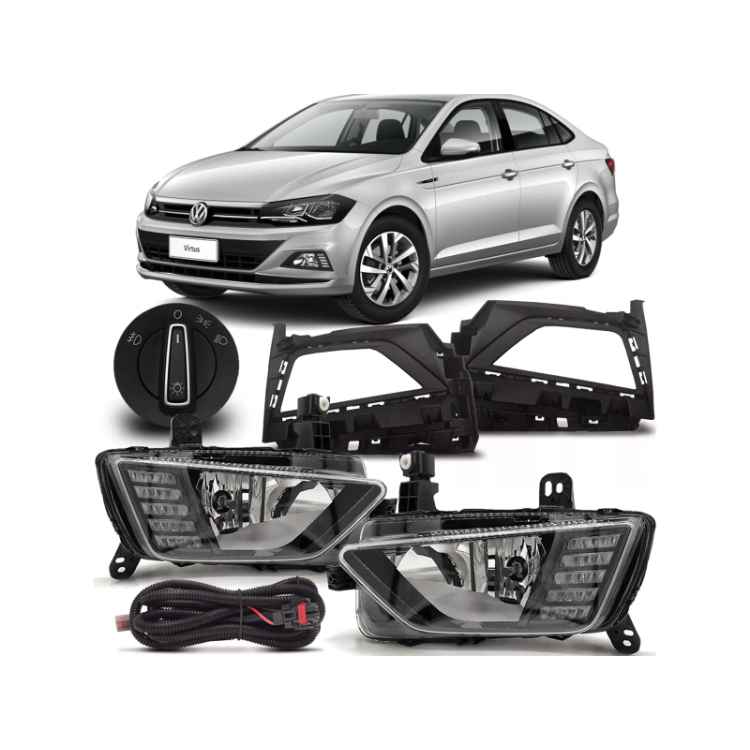 FAROL DE MILHA NEBLINA COM LED DRL E PISCA PARA POLO / VIRTUS 