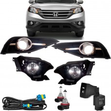 Kit Farol Milha Neblina Moldura Cromada Honda Crv 2012 2015