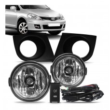 Kit Farol Milha Tiida 2009 / 2013 Com Moldura