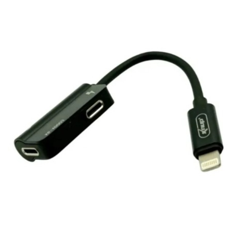 Adaptador Duplo Lightning Fone + Alimentação Preto knup  kp-ad003
