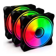 Kit Com 3 Fans One Power Radiant X3 Argb 120mm Preto LED RGB