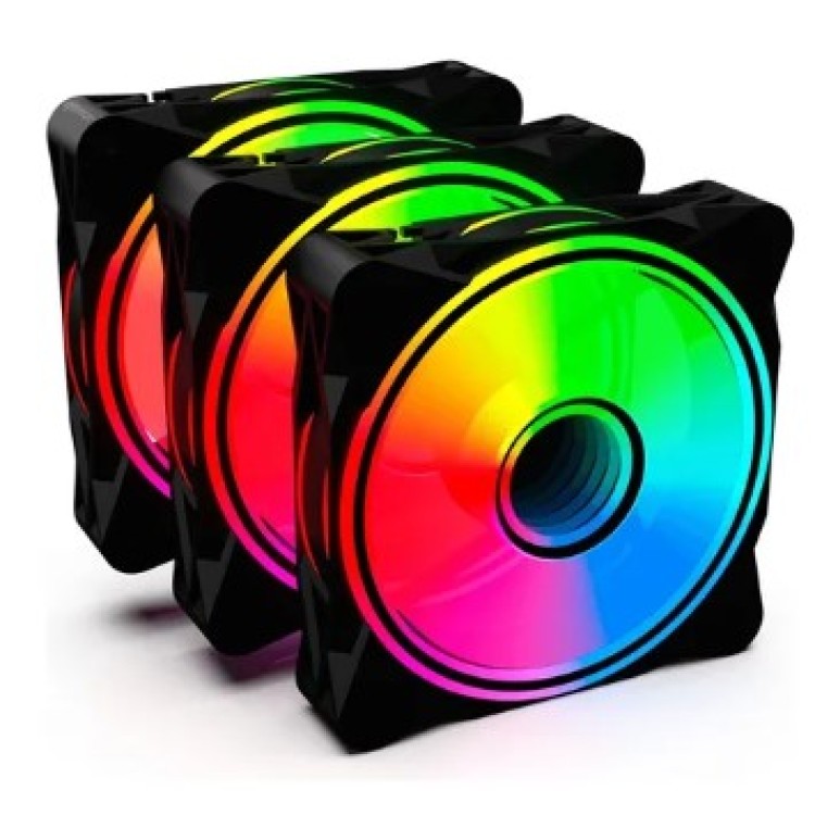 Kit Com 3 Fans One Power Radiant X3 Argb 120mm Preto LED RGB
