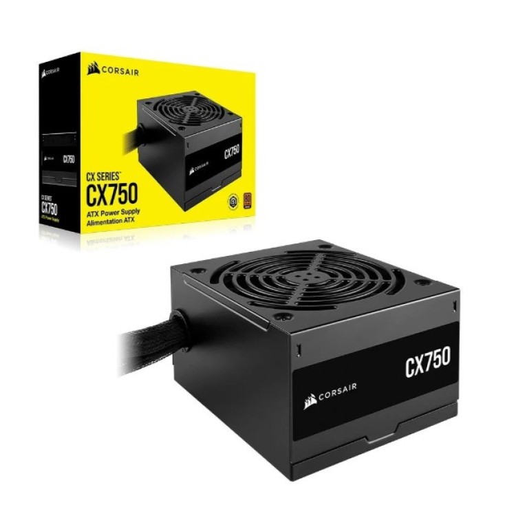 Fonte Corsair CX Series CX750, 750W, 80 Plus Bronze, Com Cabo, Preto - CP-9020279-BR Fonte Corsair CX Series CX750, 750W, 80 Plus Bronze, Com Cabo, Preto - CP-9020279-BR