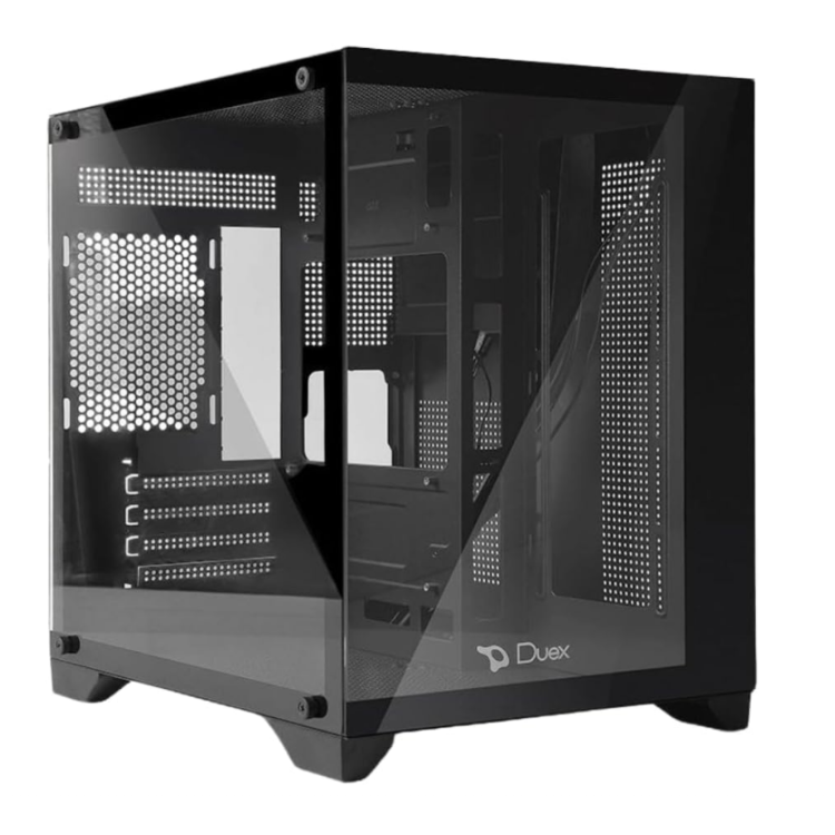 Gabinete Casco Gamer Duex Aquário DXSS05B, Vidro Temperado, Sem Fans, Preto