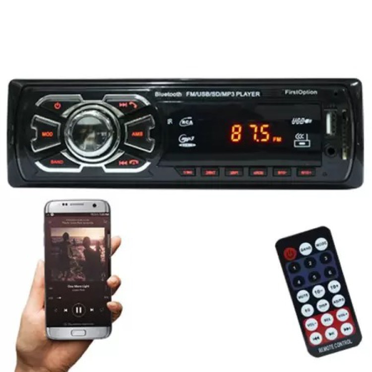 Radio automotivo First Option 6630BN com USB, bluetooth e leitor de cartão SD 