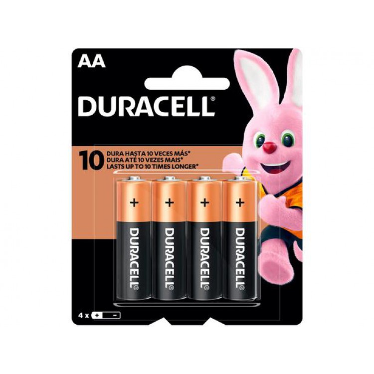 Pilha AA Pequena Alcalina 4 Unidades - Duracell