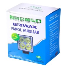 Farol Milha Auxiliar 4led 12w 9v36v Oval Quadrado 6500k - Briwax 