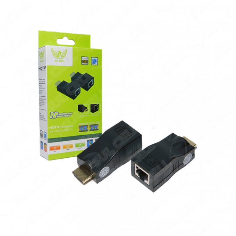 Extensor HDMI 30 Metros Via Cabo de Rede Rj45 Cat5e/6 (AU-8801)