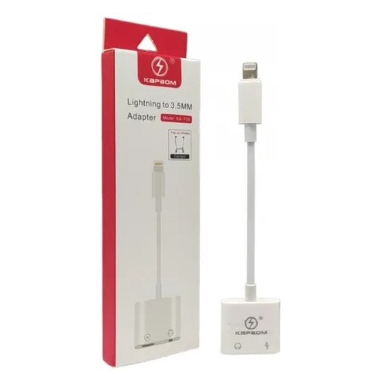 ADAPTADOR 2 EM 1 CARREGAR E MUSICA IPHONE P2 KAPBOM KA-F05