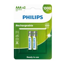 Pilha Philips Recarregável AAA 1.2V 1.000mAh c/2 unidades R03B2RTU10/59
