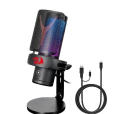 Microfone Gamer Redragon Fenris RGB Preto Condensador com Shock Mount e Pop Filter - GM301