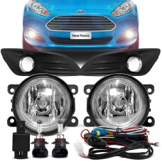 Kit Farol de Milha New Fiesta 2014-2016 Com molduras cromadas