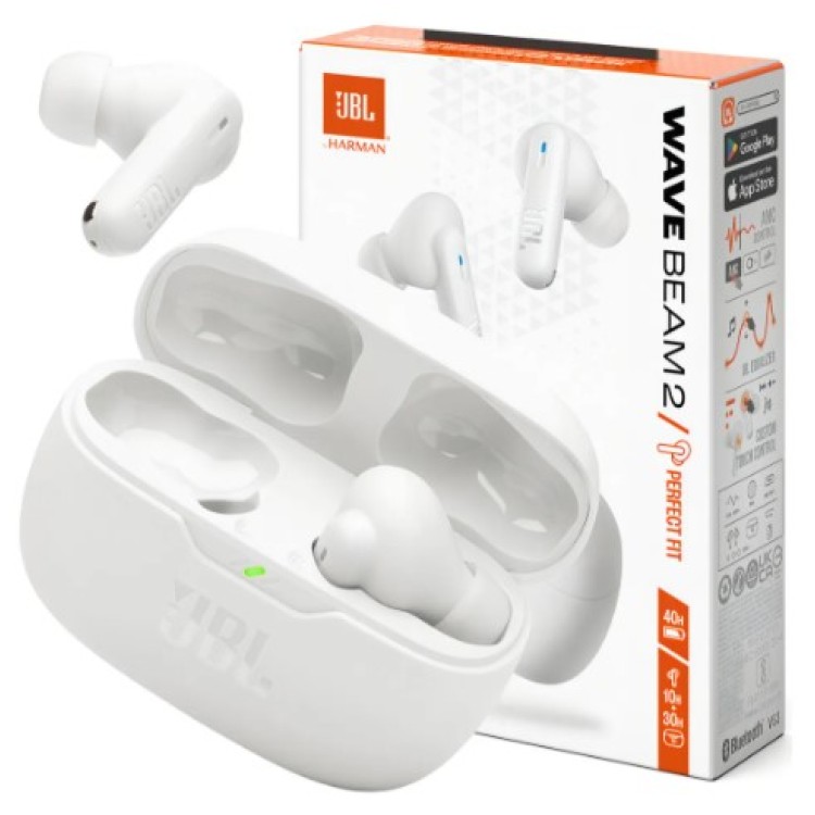 Fone Ouvido Jbl Wave Beam 2 Sem Fio Branco