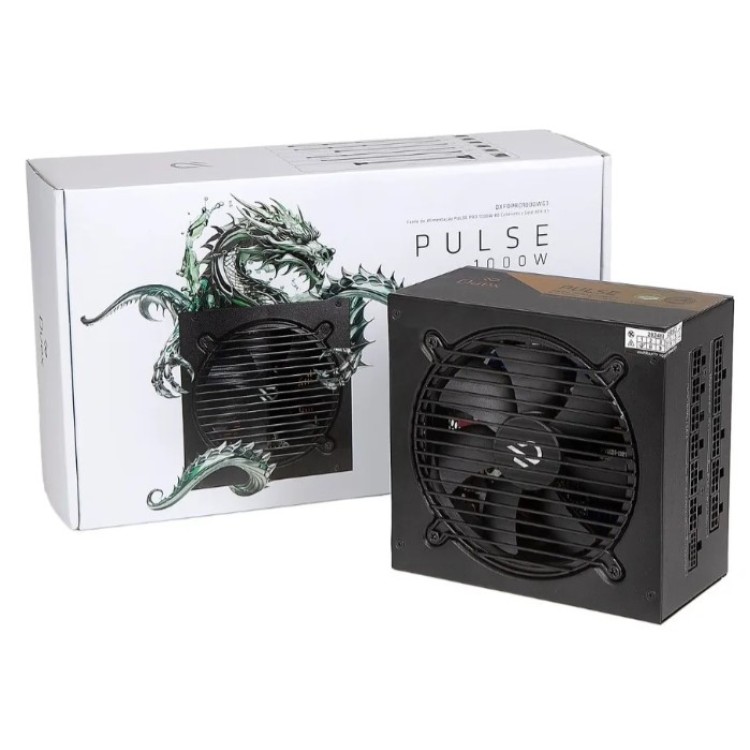 Fonte Duex Pulse Pro 1000w Gold Pfc Ativo Full Modular Cor Preto 100-240v