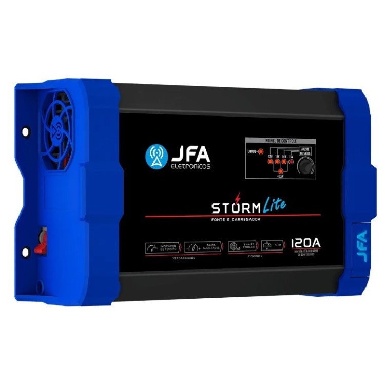 Fonte Automotiva Carregador Automotivo Jfa 120a Storm Lite 12v Bivolt Cor Preto