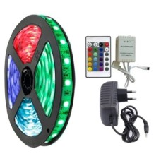 Fita Led Rgb 5050 Rolo 5m Com Fonte 12v 5a E Controle Remoto