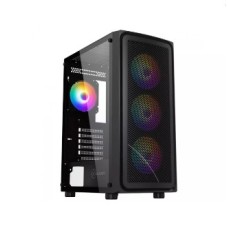 Gabinete Gamer Kalkan Joturn, 4 fans RGB, Vidro Temperado, Mid Tower, Preto