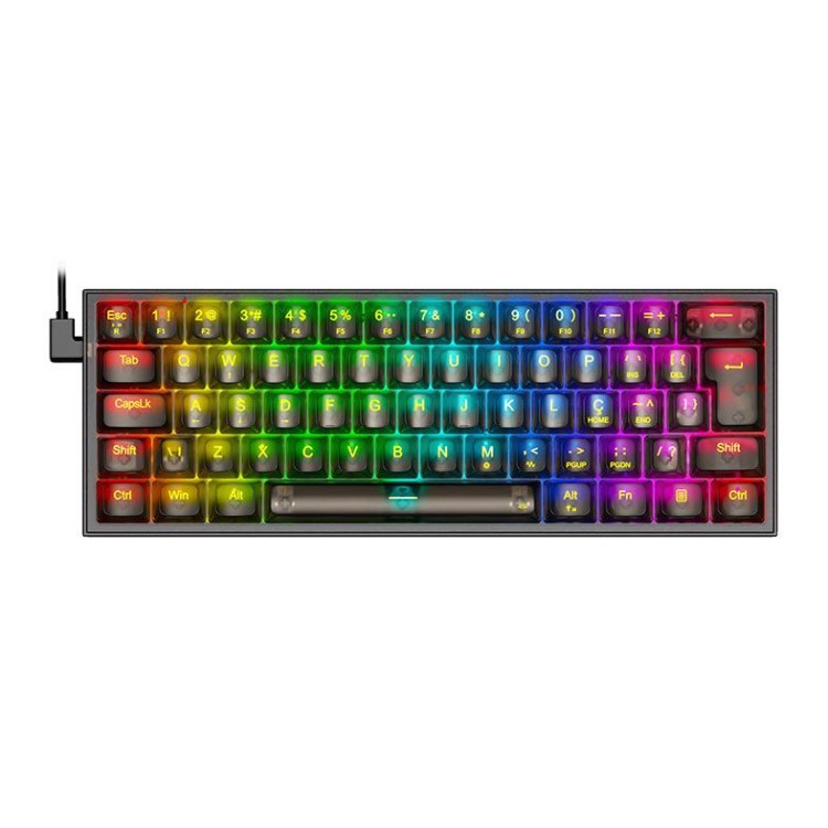 Teclado Mecanico Gamer Redragon Fizz Clear, RGB, Switch Crystal, Transparente, K617CTB-RGB