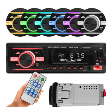 Rádio Mp3 Player Som Automotivo Universal Bluetooth 50w Rms 6677