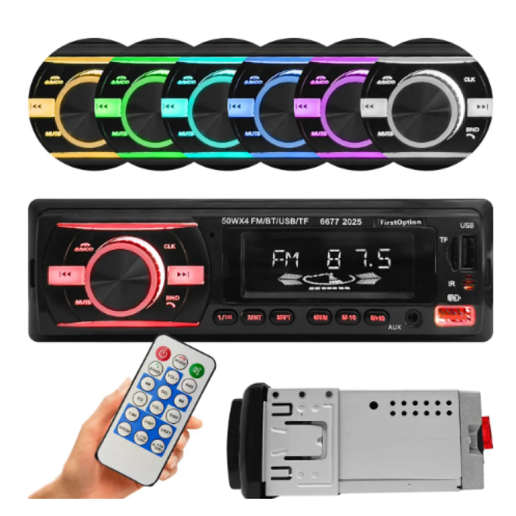 Rádio Mp3 Player Som Automotivo Universal Bluetooth 50w Rms 6677