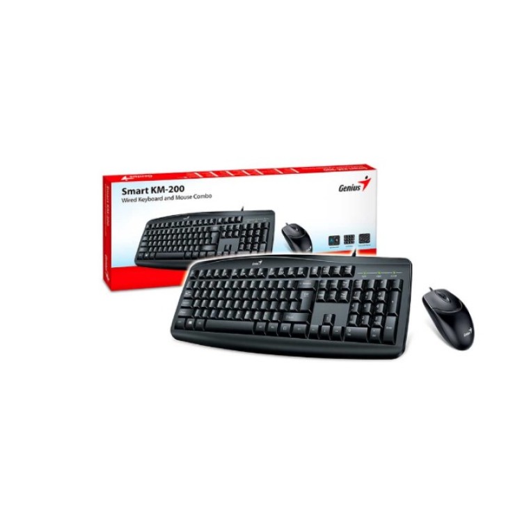 KIT MOUSE E TECLADO GENIUS SMART KM-200 COM FIO USB