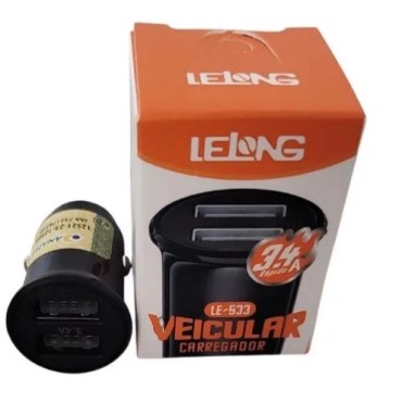 Carregador Veicular c/2 USB 3.4A LE-533 - Lelong
