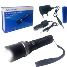 LANTERNA TATICA RECARREGAVEL LED SWAT SUPER FOCO LUATEK LT-447