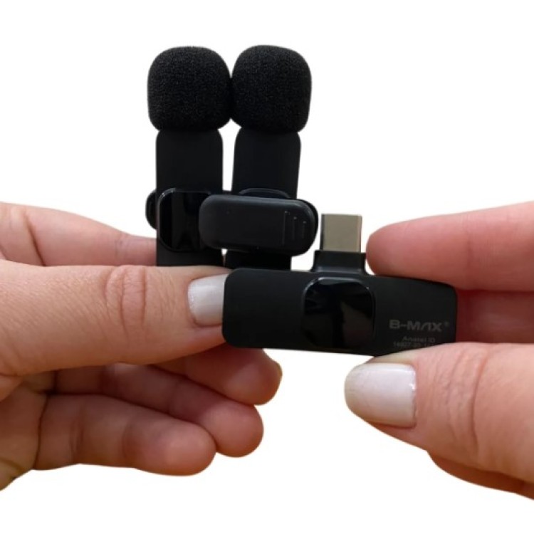 Microfone B-MAX sem fio de lapela duplo - BM-221