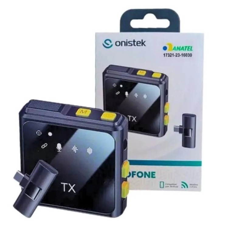 Microfone De Lapela Wireless 2.4 Ghz Usb-c Onistek MC815