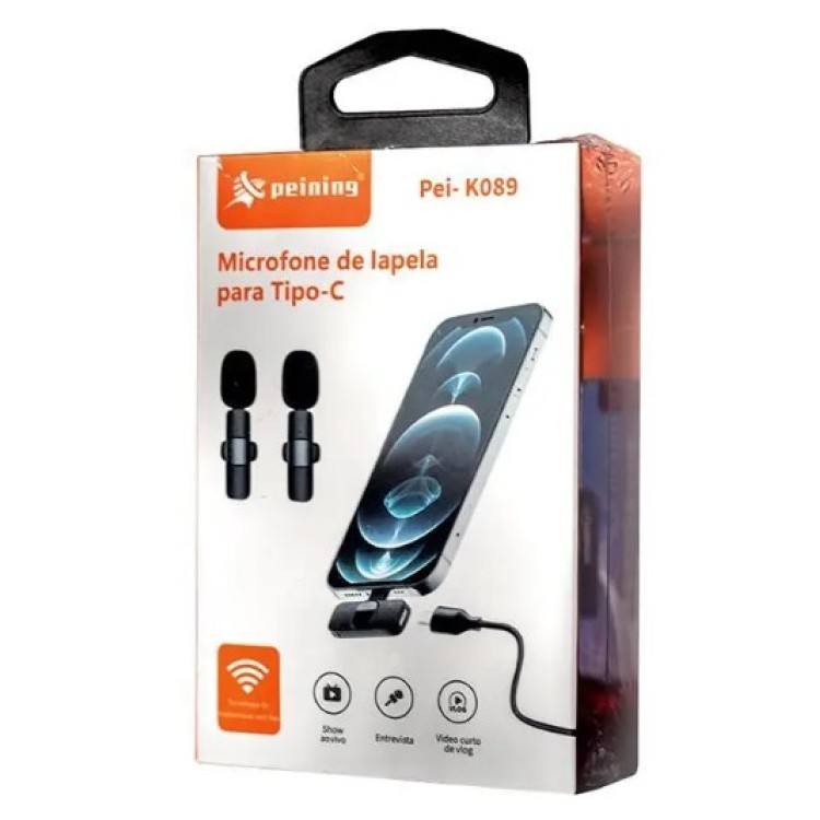 Microfone De Lapela Sem Fio Peining Tipo - C - Pei-k089