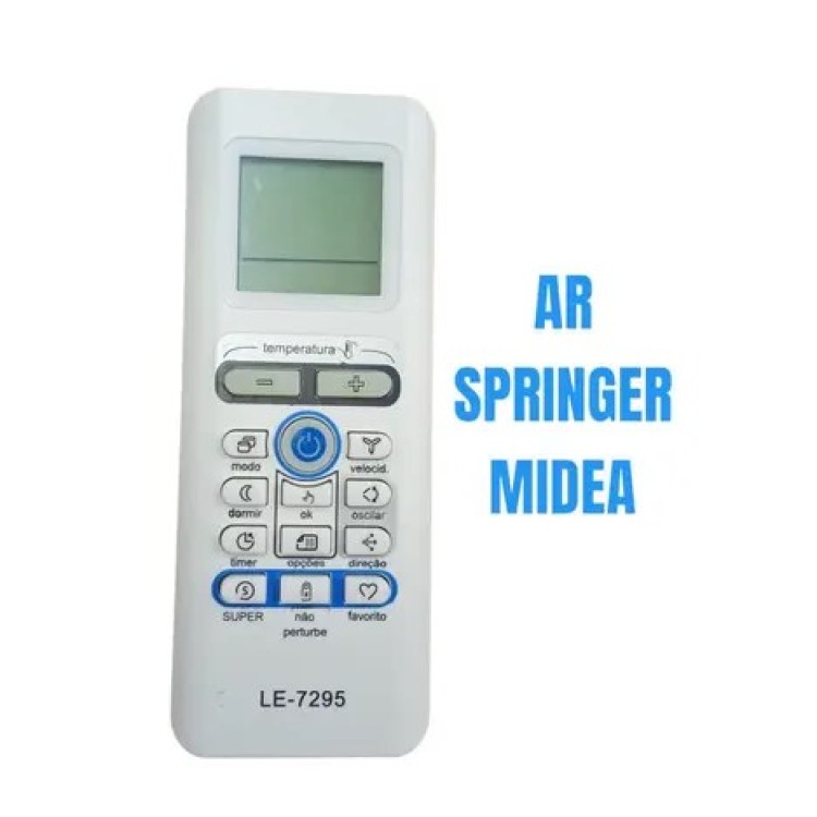 Controle Remoto ar Condicionado Springer Midea Inverter LE 7295 - LELONG