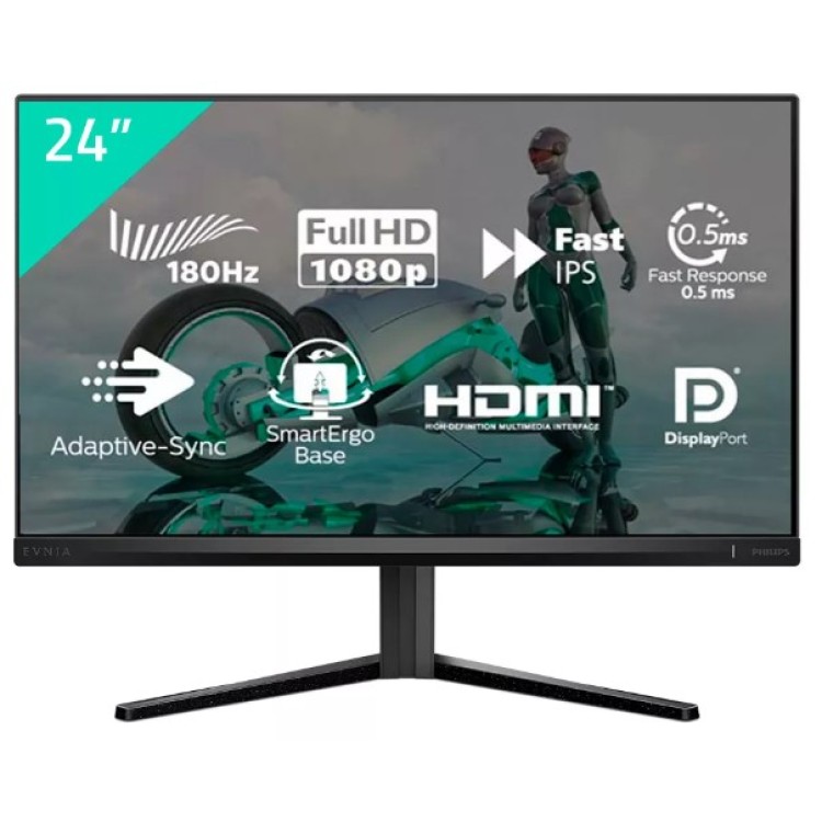Monitor Gamer Philips 24 Evnia 24m2n3200l Ips 180hz 0,5ms Cor Preto