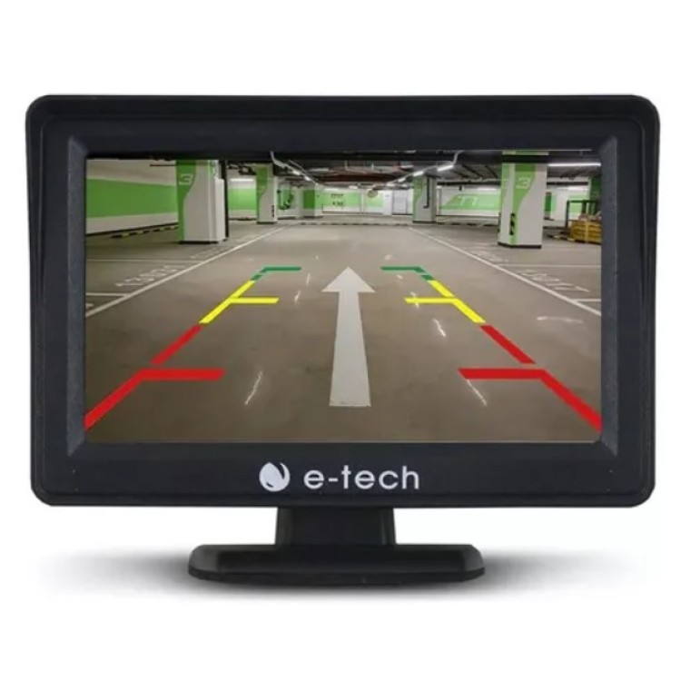  Monitor Veicular E-tech Lcd 4.3 Polegadas Universal Automotivo