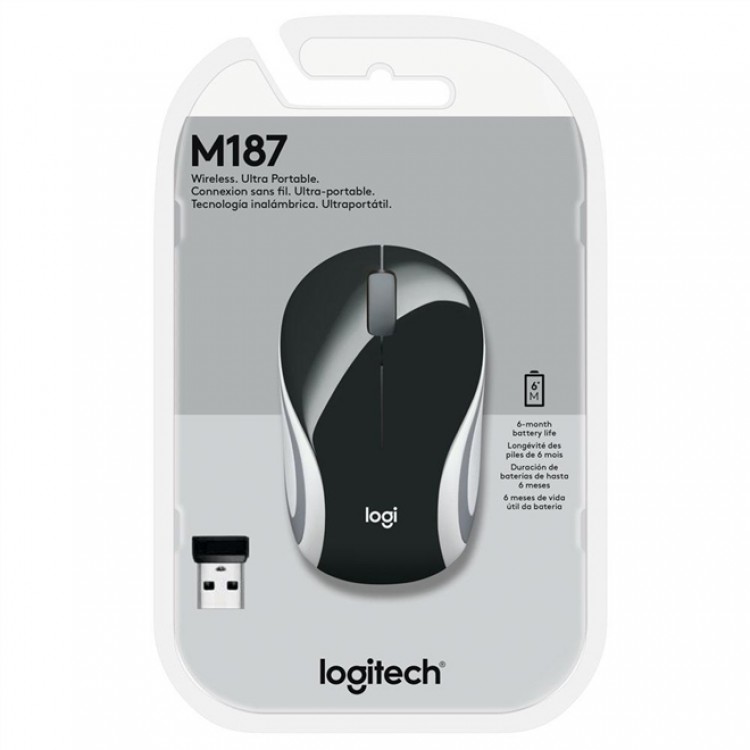 Mouse Mini Logitech M187 1000DPI USB WIRELESS Preto